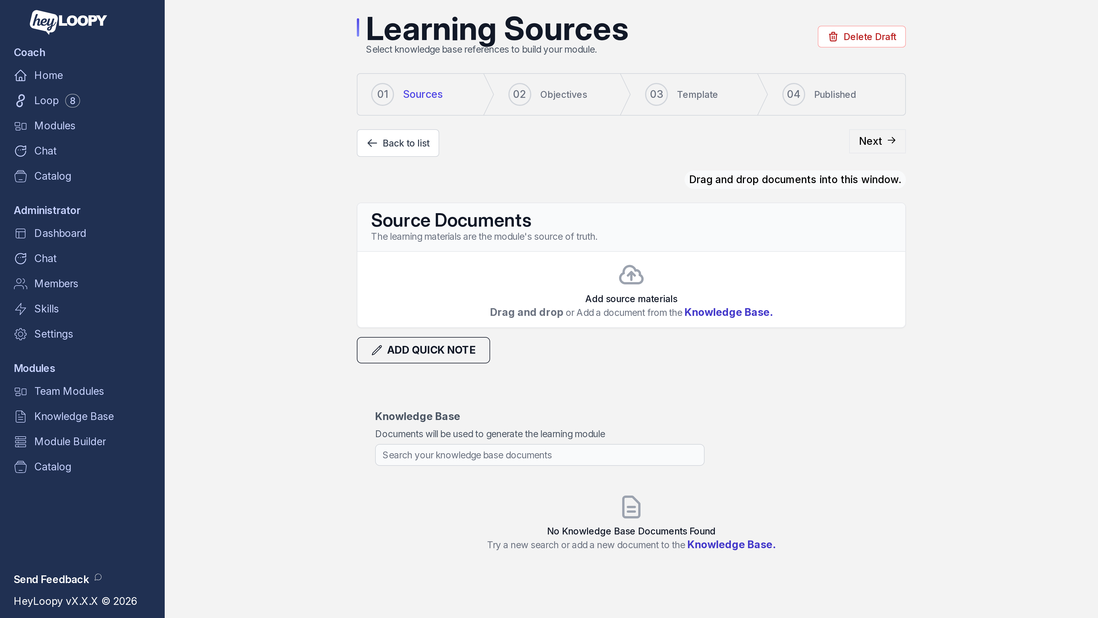 Module builder step 1: upload document