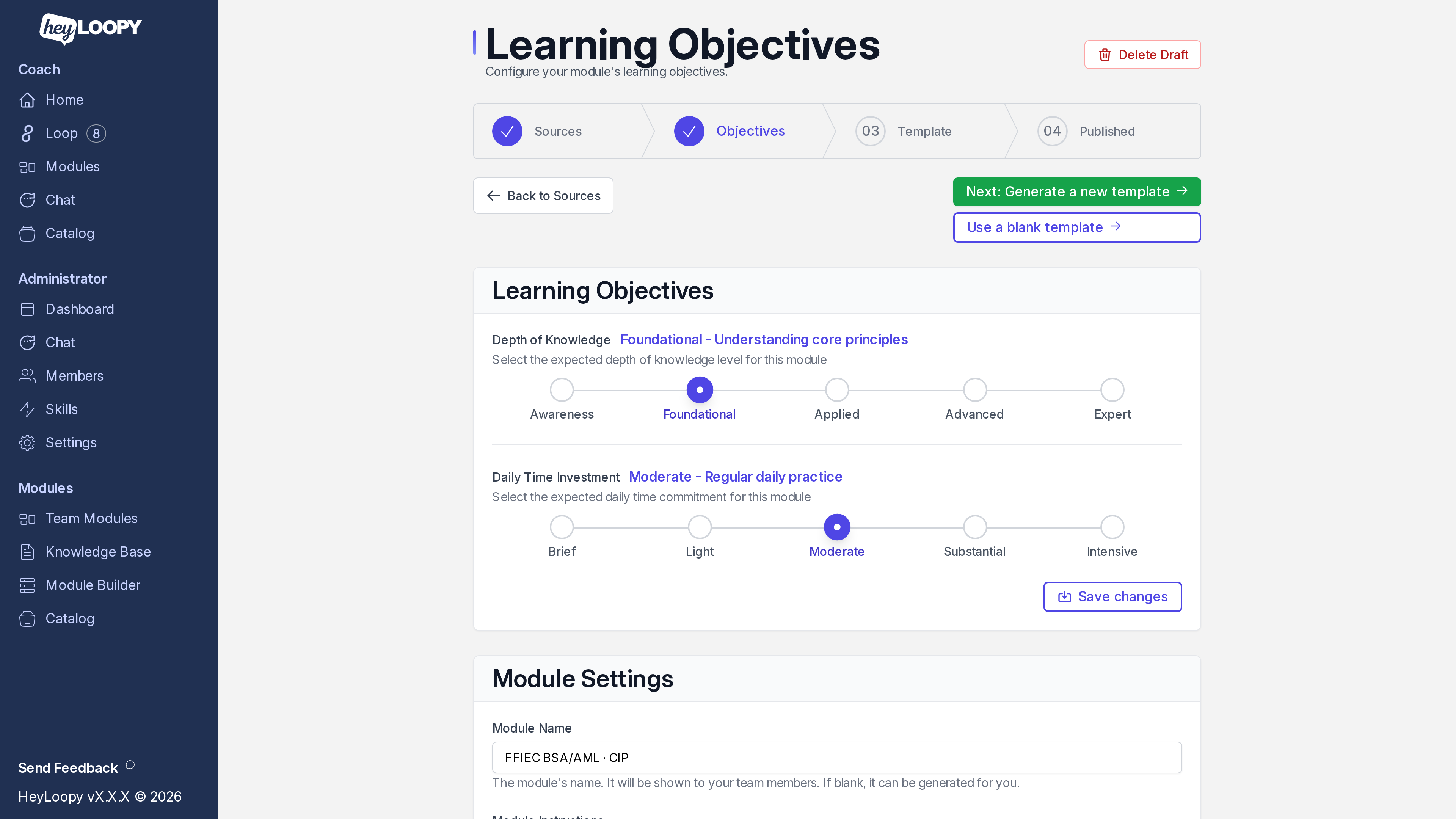 Module builder step 2: Loopy drafts drills