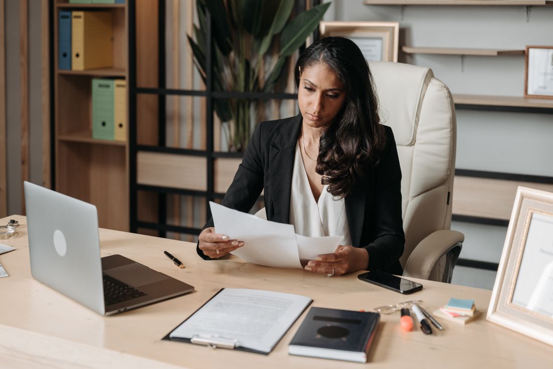 At the desk