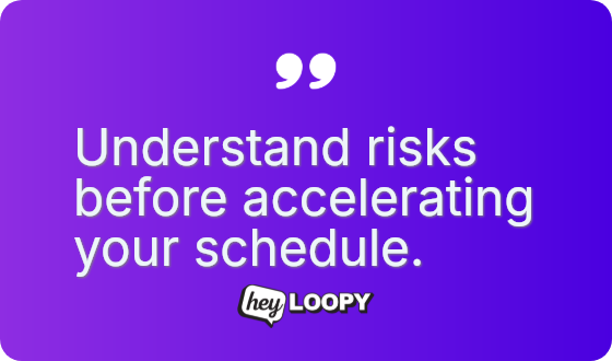 Understand risks before accelerating your schedule.