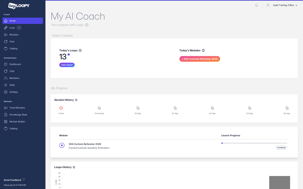 The learner-side dashboard: what a customer-facing team member sees on their phone before each call.